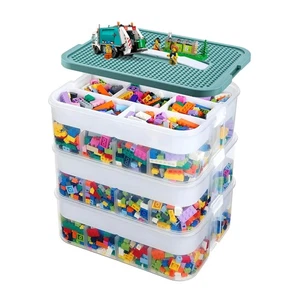 Aufbewahrungsboxen für Lego, 3-stöckig, stapelbar, mit Deckel und verstellbaren - Bild 1 von 10