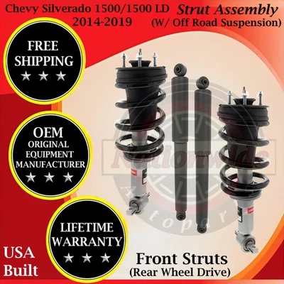 Apoio de suspensão dianteiro e amortecedor traseiro OEM KYB para 2014-2019 Chevy Silverado 1500 guerra vitalícia - Imagem 1 de 4