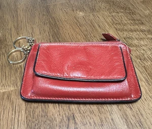 Cartera Monedero Vintage Llavero Cuero Rojo Hecha en Alemania Compacta Mano - Imagen 1 de 13