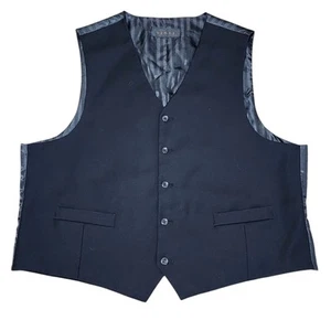 Vinci Black V Neck 6 Button Men's Vest Size 48R Formal Wedding Black Tie - Picture 1 of 6