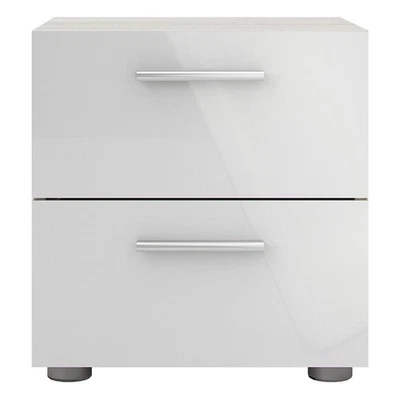 Mesita de noche de madera de ingeniería Tvilum Austin con 2 cajones en estructura de roble/blanco brillante Foto 1 de 4