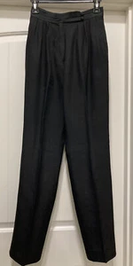 Black Silk Diane Von Fustenberg Pleated Front Pants SZ 8 Very Small Waist. READ - Picture 1 of 12