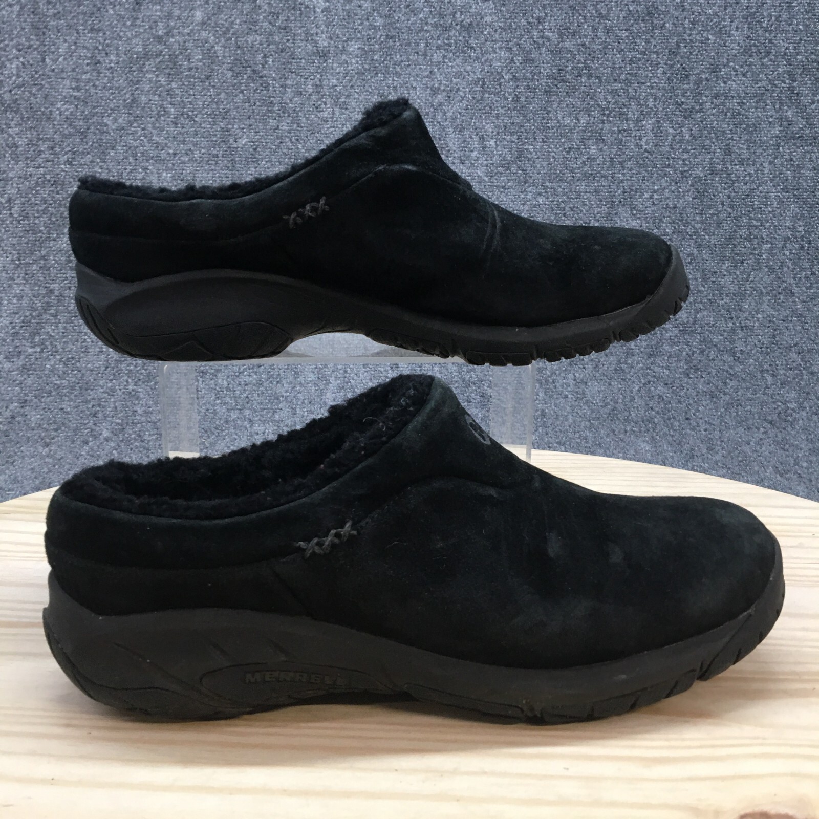 merrell black suede clogs