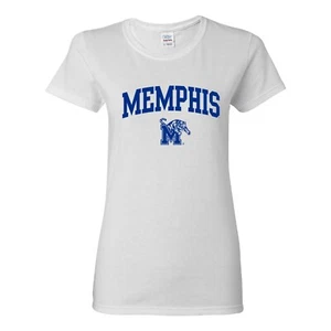 Memphis Tigers Arch Logo - Collegiate Womens T Shirt - White - Picture 1 of 5