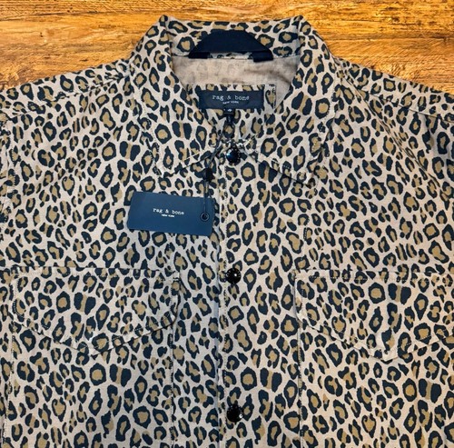 COACH Giacca cappotto Rag & Bone casual con bottoni leopardati allenatori di volo shacket uomo XL