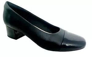 Clarks Marilyn Sara Black Leather Cap Toe Pump - 9.5 M - Picture 1 of 6