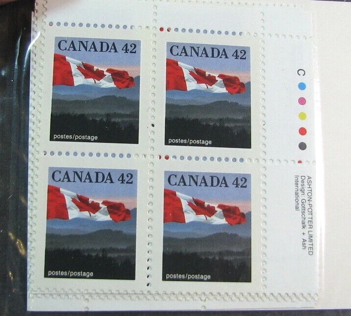 Canada Inscription  Block Stamp Scott# 1356 Flag & Hills (note)1991-98 MNH L530 - Image 1 of 1