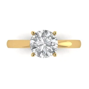 1.5Ct VVS1 Zirconia Diamond 4-Prong Solitaire Engagement Ring, 14K Yellow Gold - Picture 1 of 11