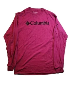 Columbia Mens Size Medium T-Shirt Crew Neck 100% Cotton Long Sleeve Pink - Picture 1 of 5