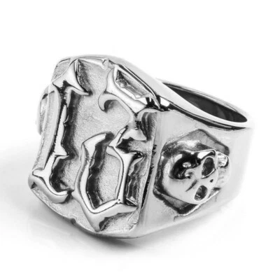 Gothic Number 13 Skull Rings Stainless Steel Men's Skull Ring Biker Punk Jewelry - Image 1 of 4