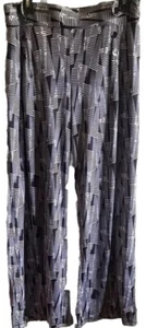 1A) Robert Louis Black/ White Palazzo Pants Womens Xlg Boho Wide Leg - Picture 1 of 6