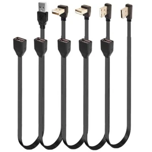 Flat Data Line USB 2.0 Extension Cable 90 Degree/Straight Head Male to Female - Picture 1 of 38