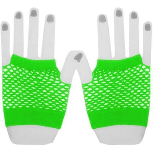 Neon Fingerless Fishnet Wrist Gloves 80s Costume Props Halloween Assorted color - Picture 1 of 13