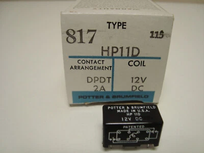 AMF Potter Brumfield HP11D-12 8 pin Mini Relay, 12V DC, Made in USA (NOS) - Image 1 of 3