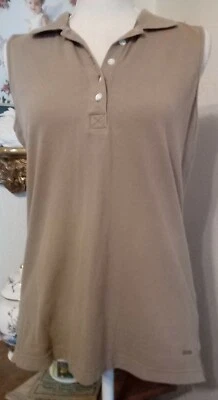 Camisa de tenis de golf mediana IZOD para mujer marrón moca cuello en V sin mangas  Foto 1 de 4