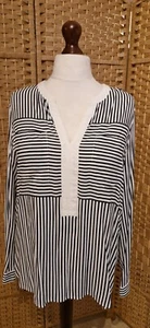Joules Blouse Top Size 16 Cream Black Stripe Excellent - Picture 1 of 6