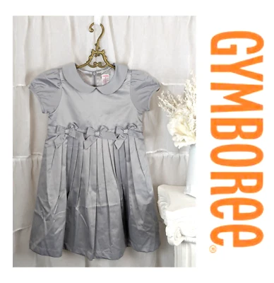 Vestido plisado gris satinado con lazos talla 6 Gymboree para niñas nuevo con etiquetas Foto 1 de 4