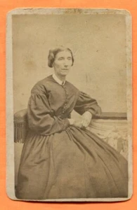 CDV Wellsville, OH, Portrait einer Dame nach Blättern, ca. 1860er Bodenstempel - Bild 1 von 3