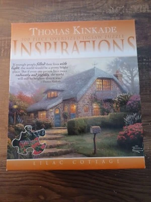 THOMAS KINKADE PAINTER  INSPIRATIONS 300 OVERSIZED PIECE PUZZLE Lilac Cottage - Image 1 of 4