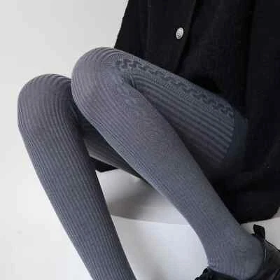 Herbst Vertikal Gestreifte Damenstrumpfhosen - Warme Komfort Gestrickte Baumwoll - Bild 1 von 4