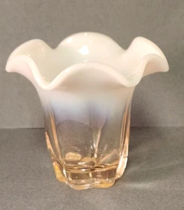 Vintage Duncan Miller Canterbury Pink Opalescent Ruffled Vase 1950's 3.25" - Picture 1 of 5