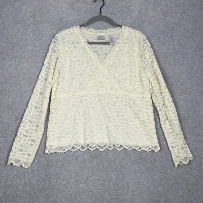 Top envolvente de encaje Emma James para mujer talla L marfil femenino novia cottagecore hada Foto 1 de 4