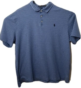 Polo Ralph Lauren Mens Polo Shirt Size XL Blue Short Sleeve Striped Classic Fit  - Picture 1 of 9