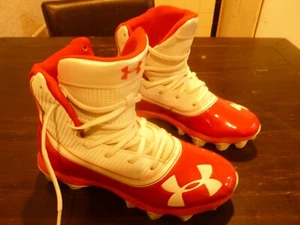 Under Armour Highlight RM 3021197-600 Red & White Football Cleats Size 5y - Picture 1 of 5