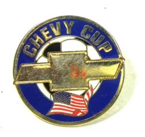 Vintage Chevy Cup Soccer Tournament Pin Logo American Flag Sports Lapel - Picture 1 of 3