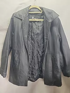 Women's Black Leather Jacket Size Large IUC - Picture 1 of 17