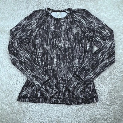 Lululemon It's Rulu Run Long Sleeve Shirt Black White Print Womens 8 - Image 1 of 4