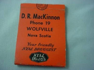 DR MacKinnon Wolfville Nova Scotia NYAL Drug Store Eas'em Foot Powder Matchbook - Bild 1 von 4
