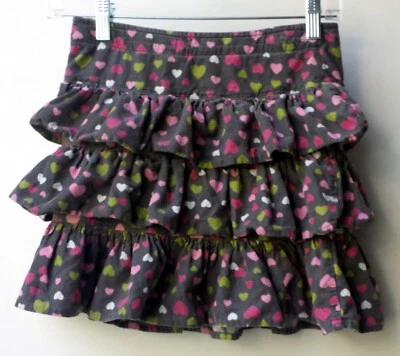 Falda Gymboree Gris Pana Corazones Estampado Volantes Con Pantalones Cortos Niñas Talla 9 Foto 1 de 4