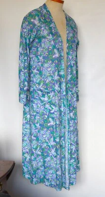 New LuLaRoe Long Cardigan Sz S Open Front Sarah Pockets Purple Green Linen Blend - Image 1 of 3