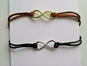 PULSERA INFINITY Cord Tono Plateado o Dorado en Marrón o Negro Peso Ligero - Imagen 1 de 6