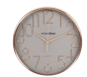 Hometime Round 30cm Wall Clock Rose Gold Effect With 3D Raised Numbers - Picture 1 of 2