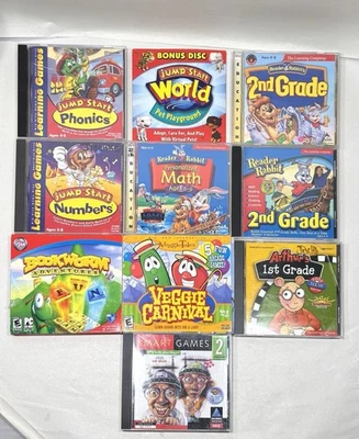Lote de 10 Juegos de Aprendizaje por Computadora Infantil Lectura Conejo Arthur Veggie Tales Foto 1 de 4