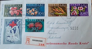 FDC  SURINAME red cross flowers 1962 complete series nice illustrated cancel - Picture 1 of 1
