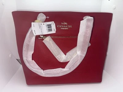 NUEVO CON ETIQUETAS COACH Town Car Bolso de Hombro en Cuero Granulado ROJO 34817 $350 Cartera Foto 1 de 4
