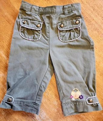 Pantalones Cortos Gymboree Verde Oliva Floral Bordado Talla 18-24 Meses  Foto 1 de 4