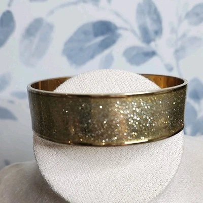 Erwin Pearl Glitter Wide Bangle Bracelet Gold Tone 8" - Image 1 of 4