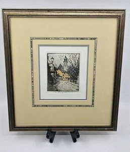 Luigi Kasimir Original Color Etching Print "Kirche in Ober -St. Veit" Signed - Picture 1 of 3