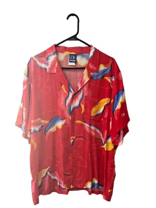 Vintage OP Shirt Mens L Bright Tropic Hawaiian Ocean Pacific Button Up 80/ 90s - Picture 1 of 15
