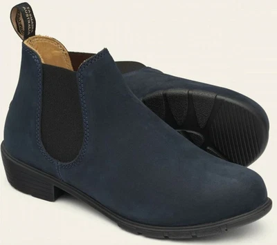 Blundstone 1975 Women’s Chelsea Ankle Boots Navy Nubuck Low Heel NIB - Size 7 US - Image 1 of 4