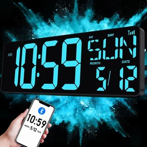 TXL 17.2 Large Digital Wall Clock Bluetooth Sync Time, LED Wall Clock with Da... - Picture 1 of 9