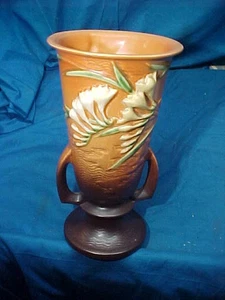 1940s ROSEVILLE Pottery FREESIA ORANGE Brown 125-10  VASE Clean-Not Perfect - Picture 1 of 4
