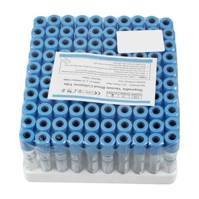 CAREJOY 100 Pack Medical Grade Blood Collection Tubes Sterile Sodium Citrate Blue