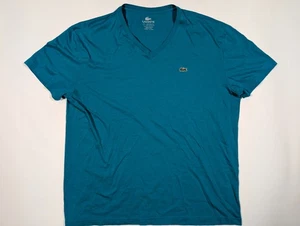 Lacoste V-Ausschnitt T-Shirt Herren 2XL FR 8 Classic Fit türkis Pima Baumwolle - Bild 1 von 7