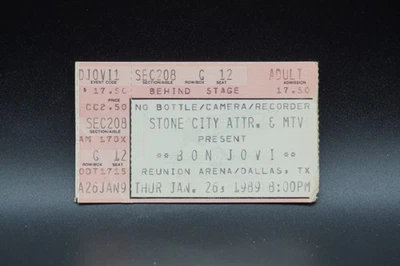 Boleto de concierto Bon Jovi 1989, Reunion Arena Foto 1 de 2
