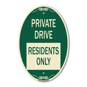Letrero de unidad privada unidad privada - solo residentes 12" x 18" aluminio letrero ovalado - Imagen 1 de 4